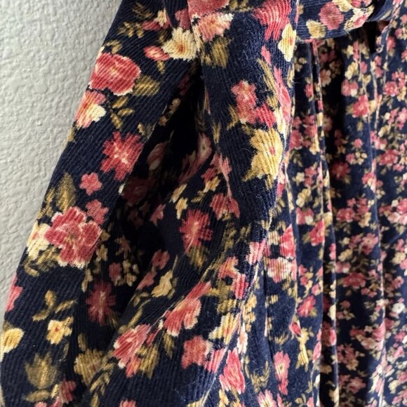 Vintage Charter Club Corduroy Floral Midi Dress Prairie Cottagecore - Picture 7 of 10